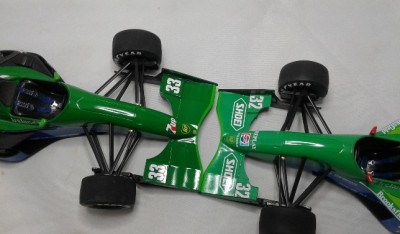 Mr Color green 66 on the left, Tamiya Park Green on the right.