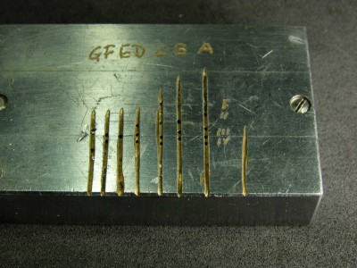 Gauge tool with pinholes for different angles and deepness.