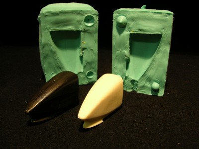 silicon form is made from the gypsum form (black) and the resin nose cast